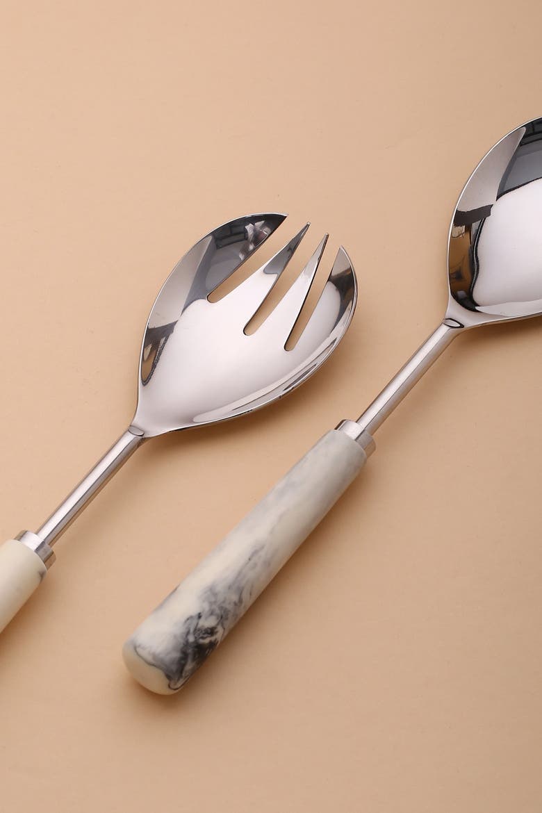 Resin & Metal Salad Server 2-Piece Set, Alternate, color, IVORY