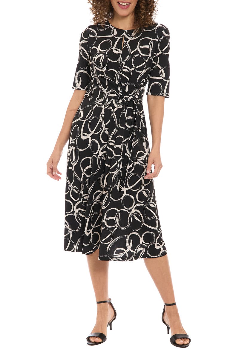 London Times Elbow Length Sleeve Midi Fit & Flare Dress, Main, color,