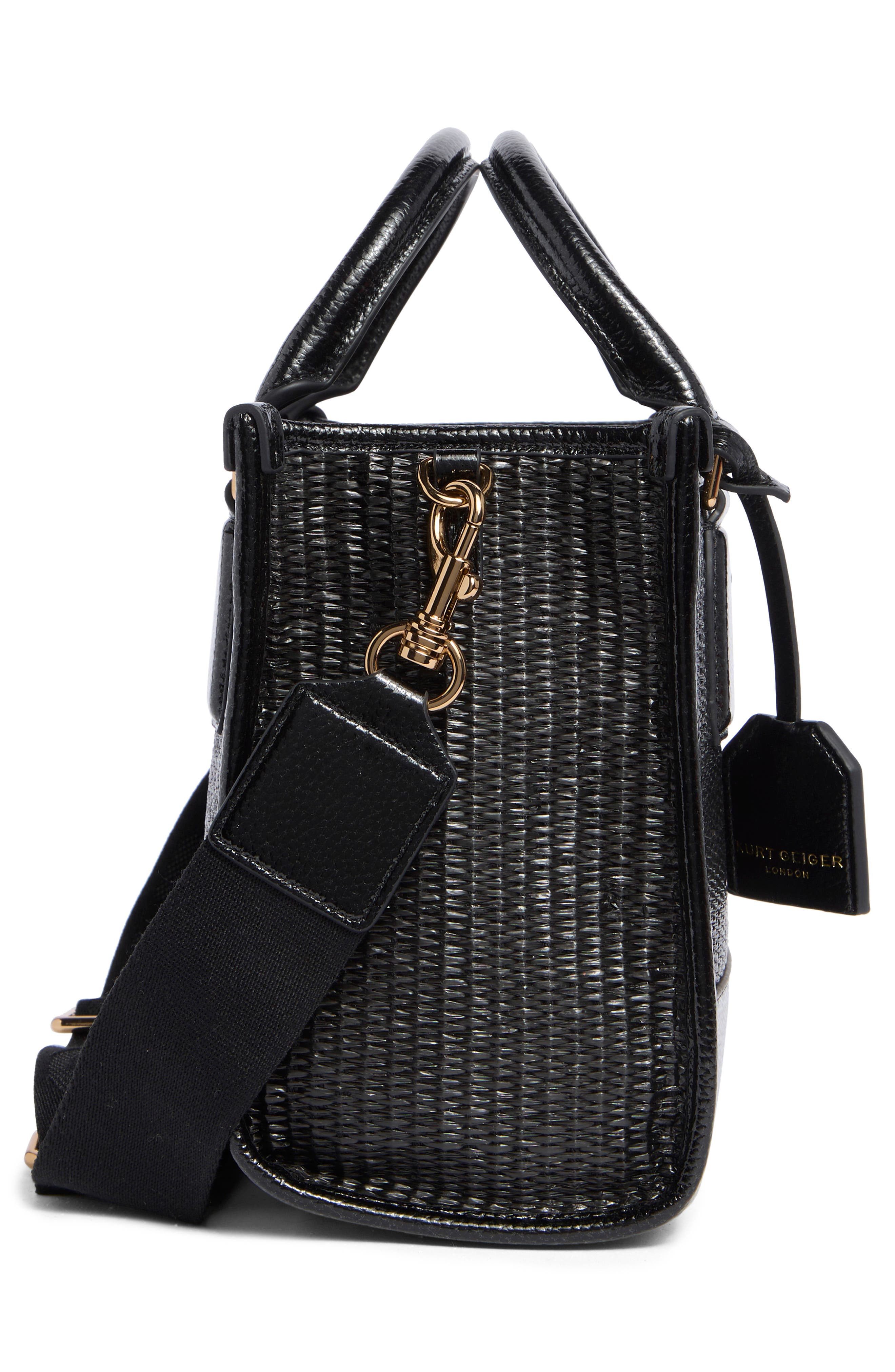 Kurt Geiger London Small Chiswick Raffia Tote Crossbody Bag, Alternate, color, Charcoal