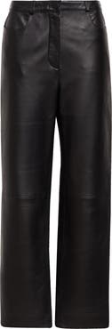 LOULOU DE SAISON Cobe Lambskin Leather Straight Leg Pants