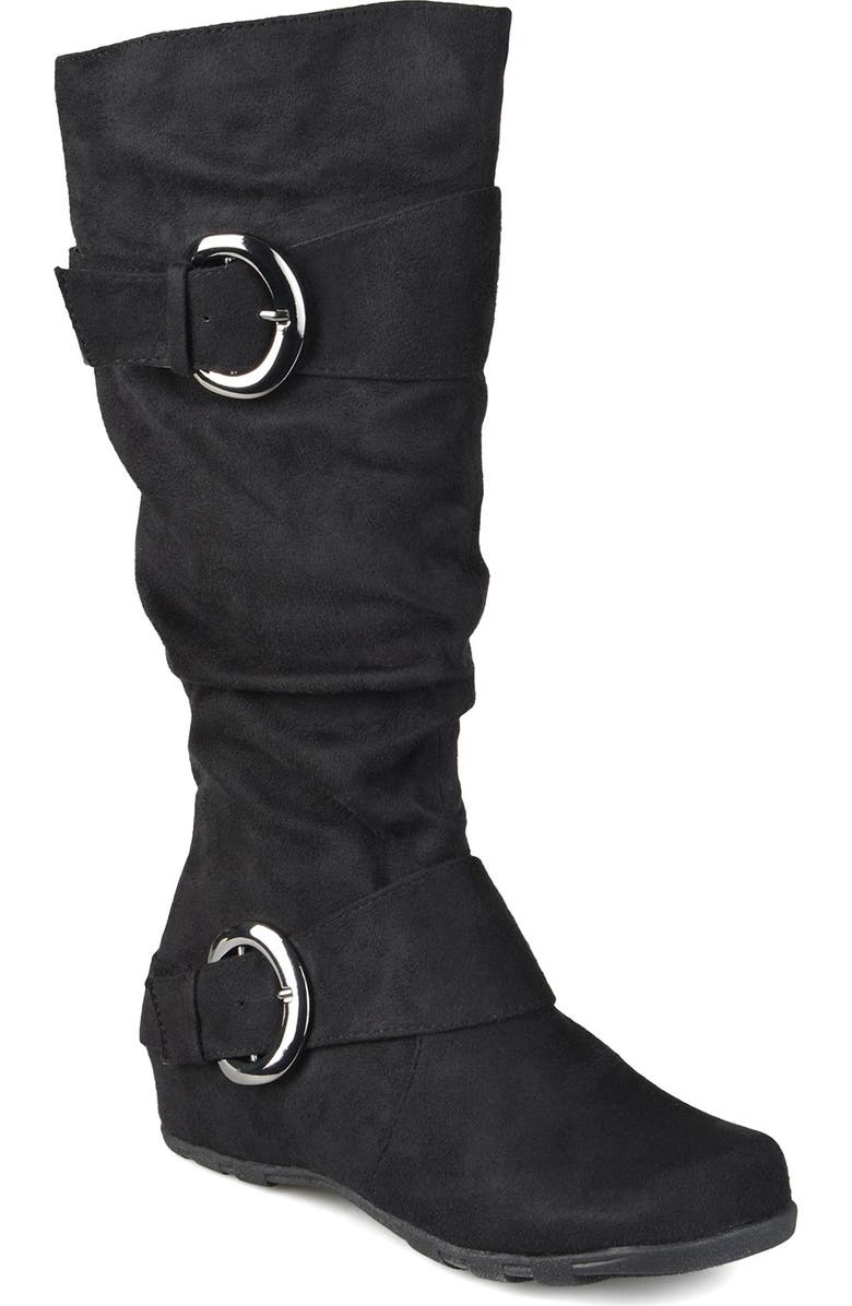 Journee Collection Jester Side Buckle Tall Boot, Main, color, Black