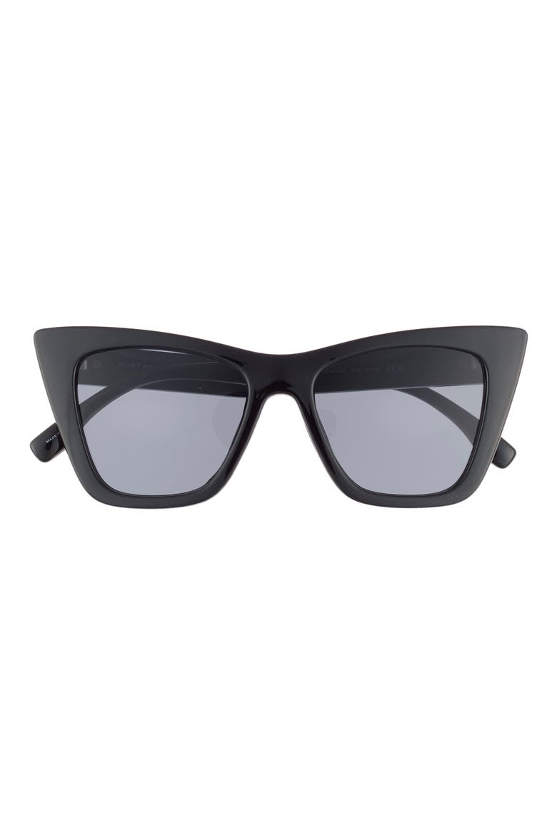 52mm Cat Eye Sunglasses, Main, color, SOLID BLACK