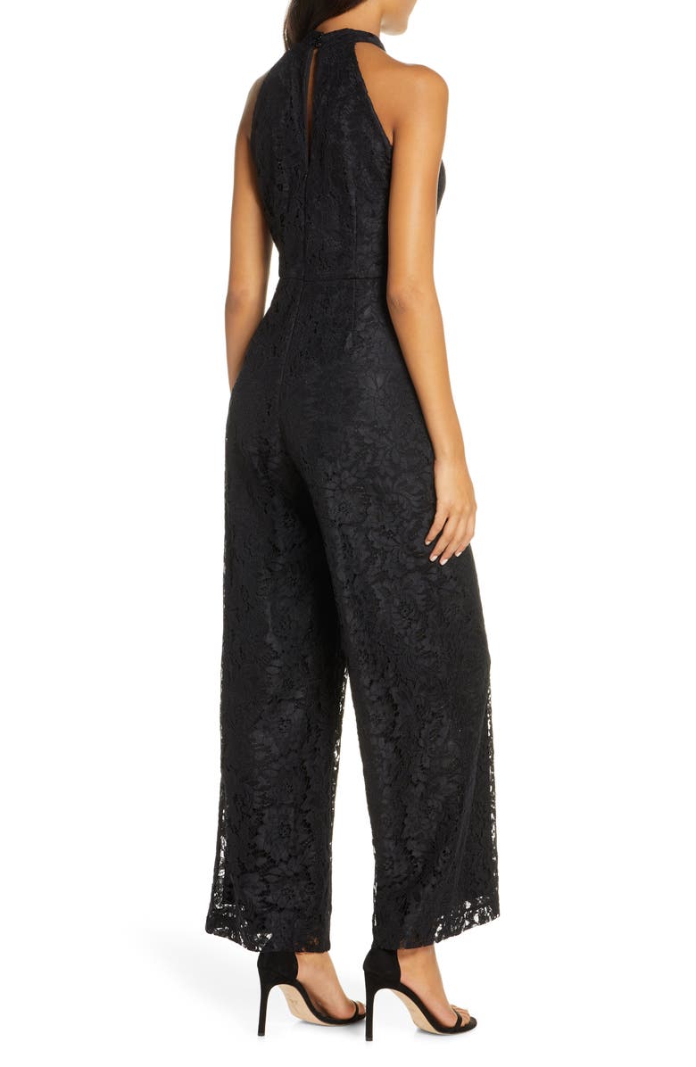 Julia Jordan Wide Leg Lace Halter Jumpsuit, Alternate, color, 