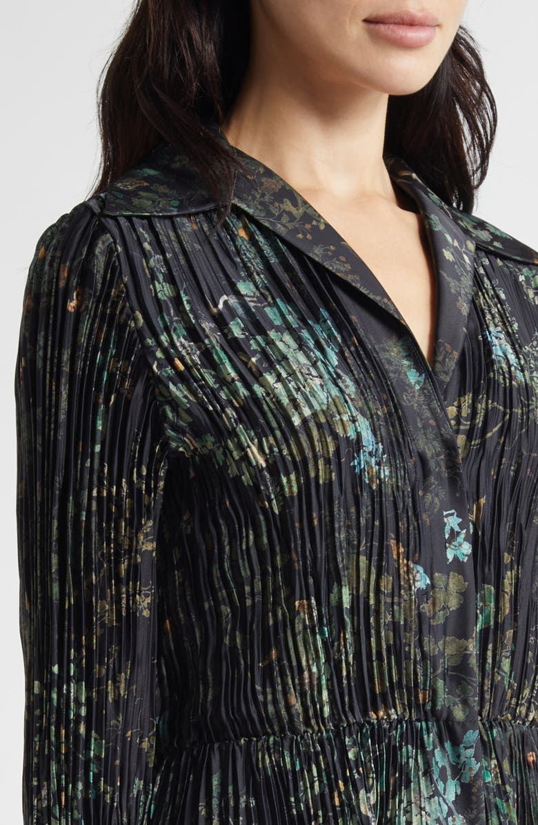 Vince Grape Vine Long Sleeve Jacquard Dress, Alternate, color, Black Sky