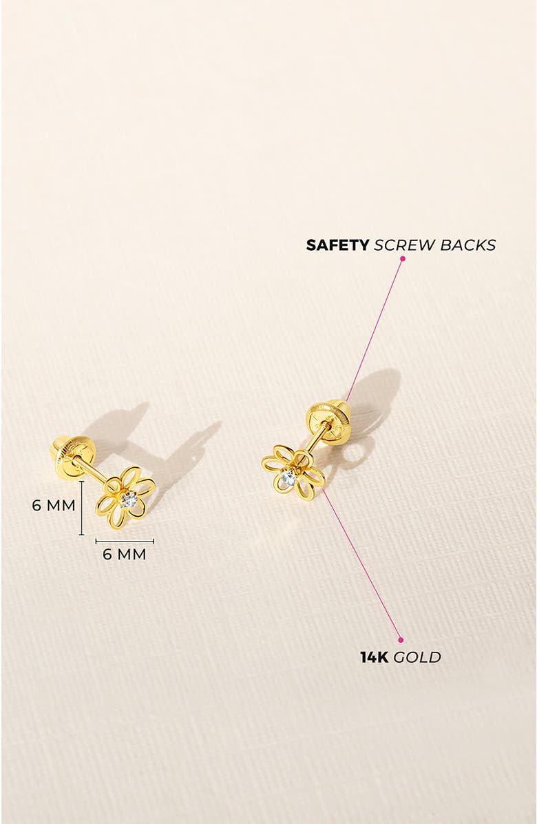 In Season Jewelry 14k Jeweled Open Flower Earrings, Alternate, color, Gold