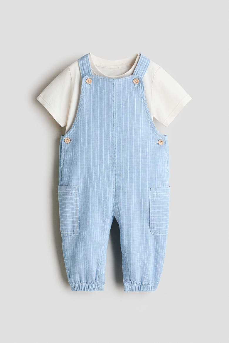 2-piece Cotton Set, Main, color, Light blue/cream