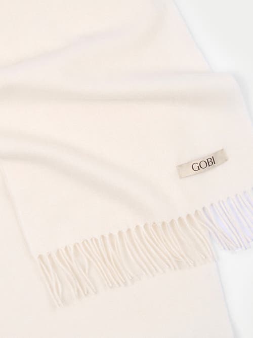 Gobi Mongolian Cashmere Cashmere Woven Scarf In White