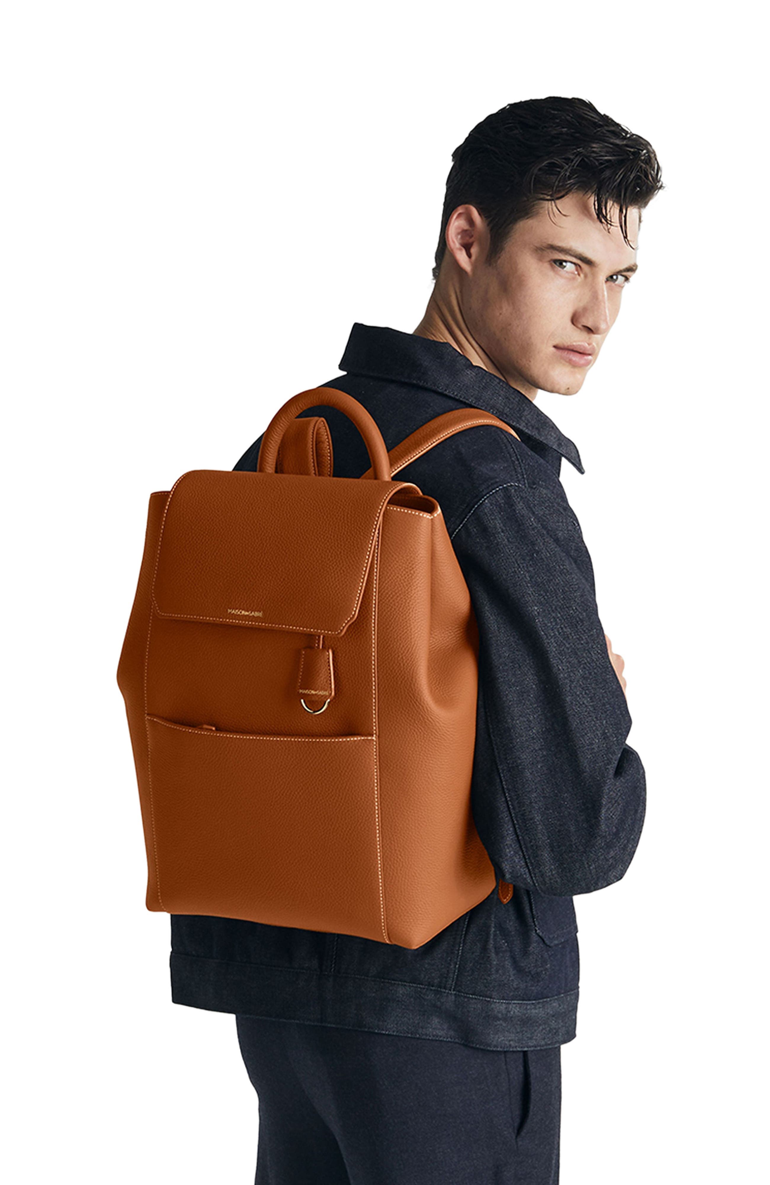 Large Leather Soft Backpack, Alternate, color, Pecan Brown