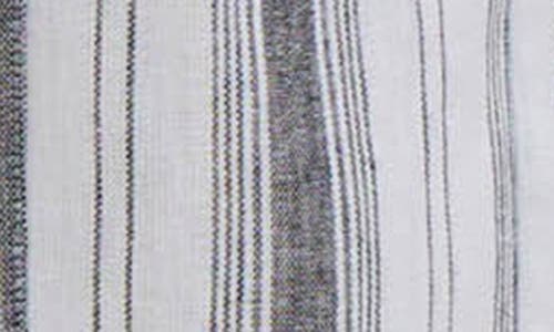Shop Ellen Tracy Wide Leg Linen Blend Drawstring Crop Pants In Black/white Multi Stripe