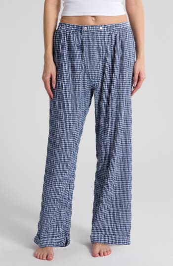 FREE PEOPLE FREE PEOPLE CLOUD TEN CHECK PRINT PAJAMA PANTS 