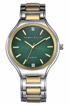 Perry Ellis Ultra Thin Diamond Two-Tone Bracelet Watch, 41mm