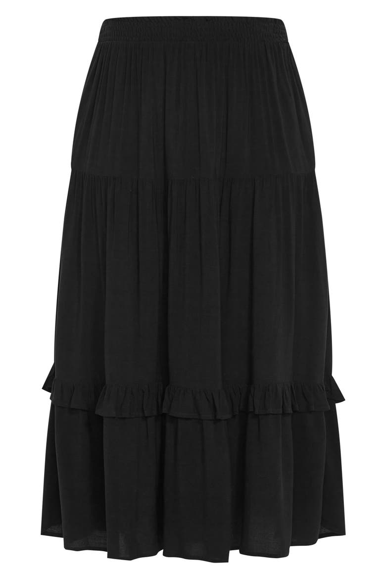 Avianna Tiered Maxi Skirt, Alternate, color, BLACK