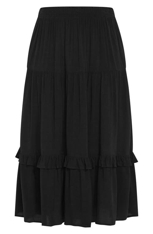 City Chic Avianna Tiered Maxi Skirt In Black