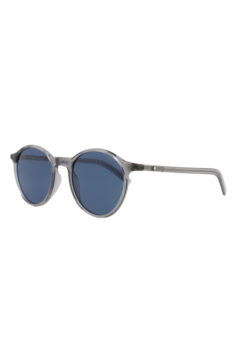 Montblanc 50mm Core Round Sunglasses, Alternate, color, Grey Grey Blue