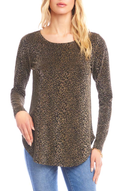 Karen Kane Metallic Leopard Knit Top In Brown