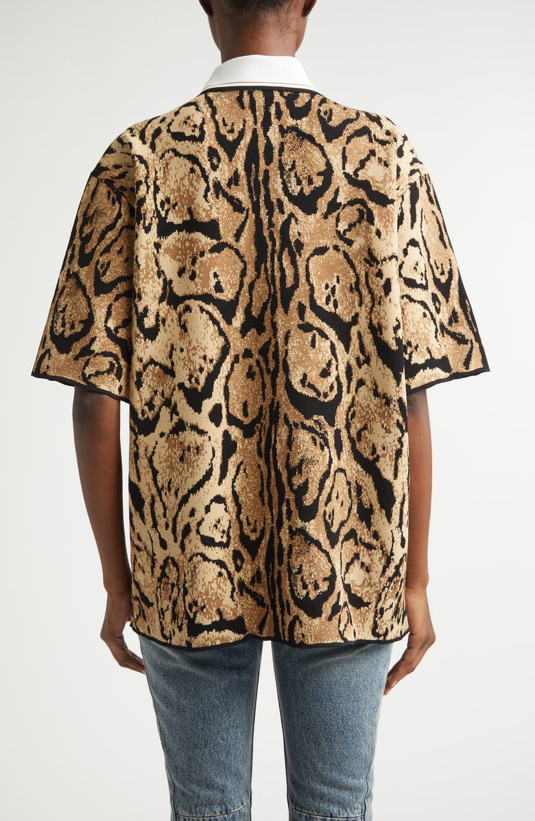 Stella McCartney Cloud Leopard Polo Sweater, Alternate, color, Beige Multicolor