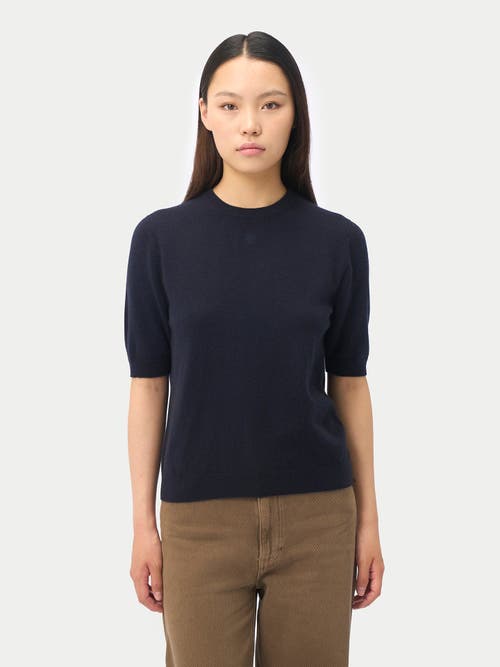 Gobi Mongolian Cashmere Elbow-length Sleeve Cashmere Sweater In Blue