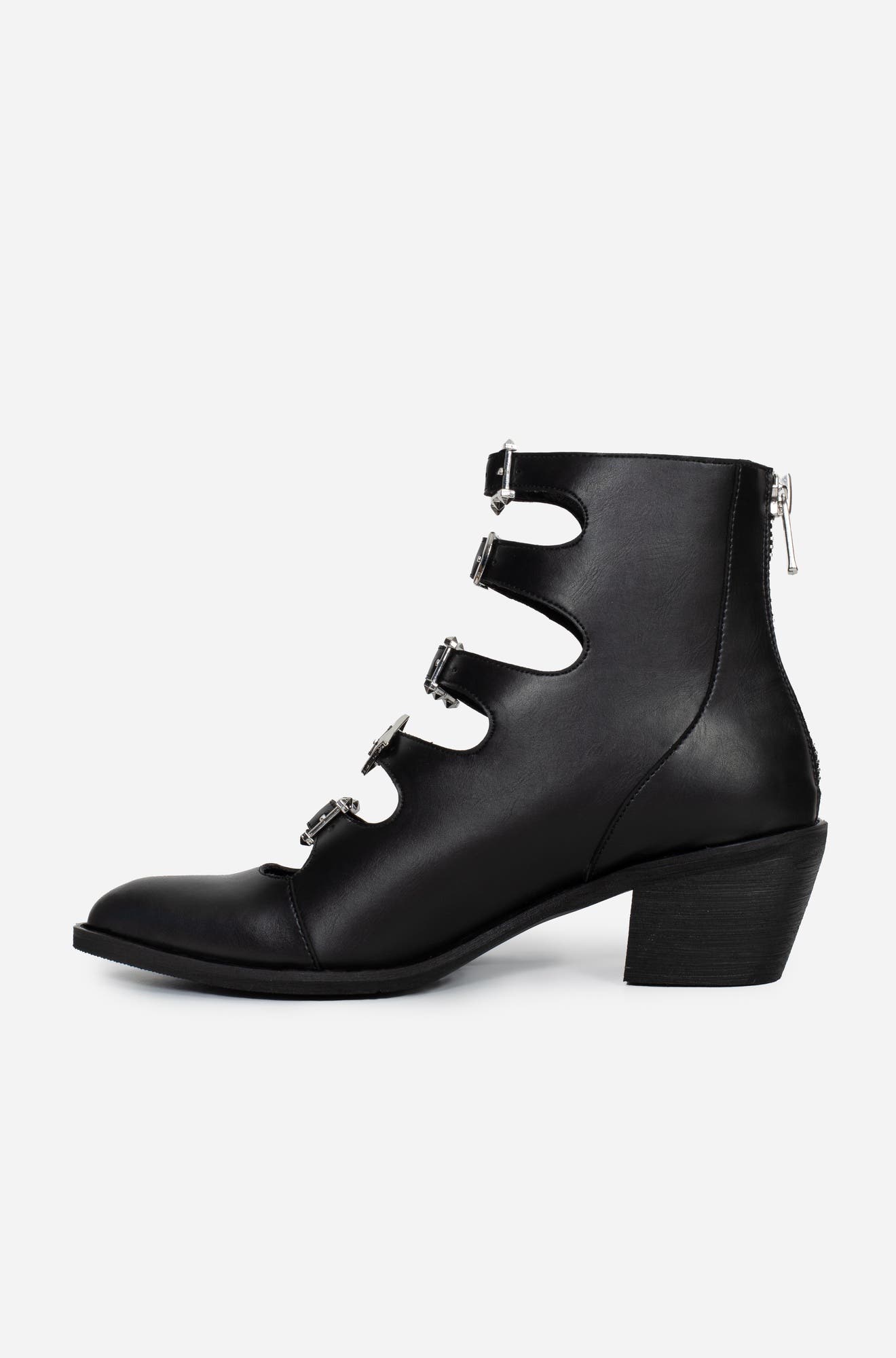 Buckled Ankle Heels Boot, Alternate, color, Black