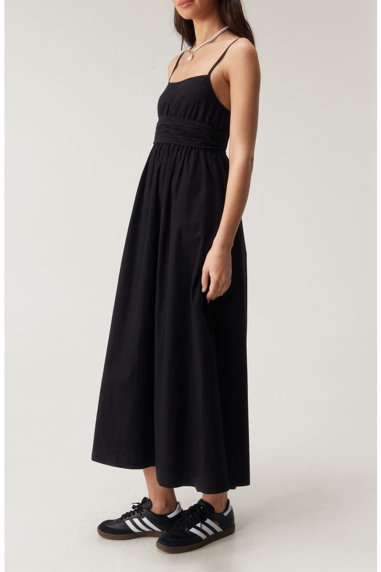 Open Back Cotton Midi Dress, Alternate, color, BLACK