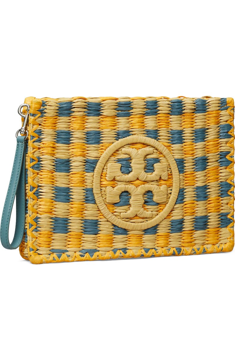 Tory Burch Ella Woven Raffia Wristlet, Alternate, color, Deep Slate