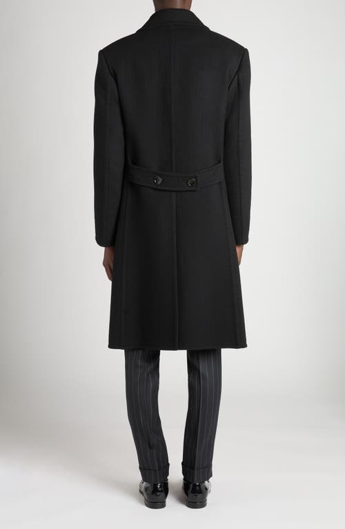 Tom Ford Double Breasted Black Wool Overcoat In Black