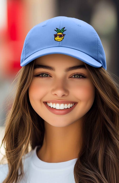 Dalix Pineapple Embroidered Dad Hat In Light Blue