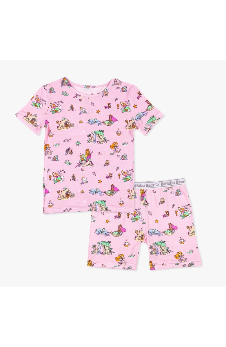 Bellabu Bear Mermaid Lagoon Kids 2-Piece Short Sleeve & Shorts Pajama Set, Main, color, Mermaid Lagoon