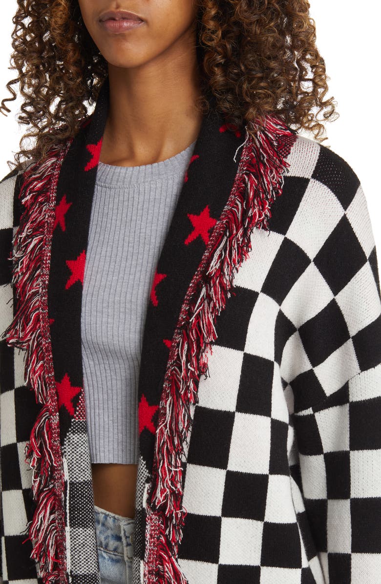 Dressed in Lala Legend Luxe Fringe Checkered Cardigan, Alternate, color,