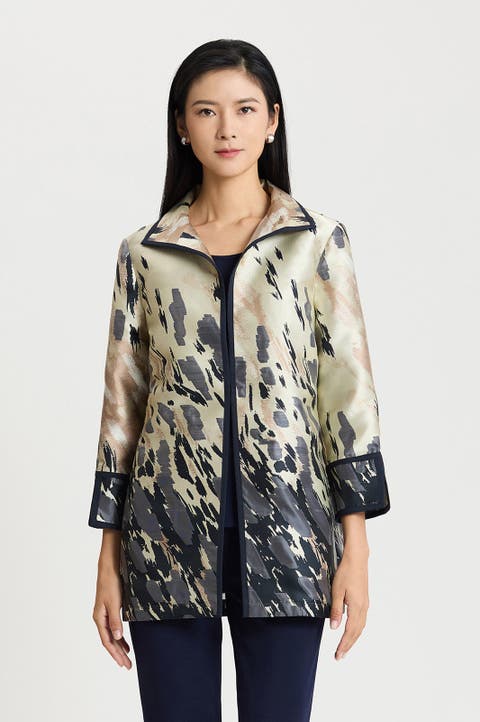 Abstract Animal Print Woven Jacket