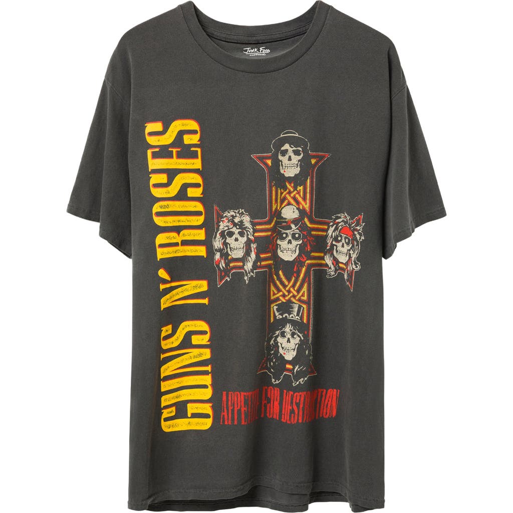 Junk Food Gnr Cross Cotton Graphic T-shirt In Vintage Black