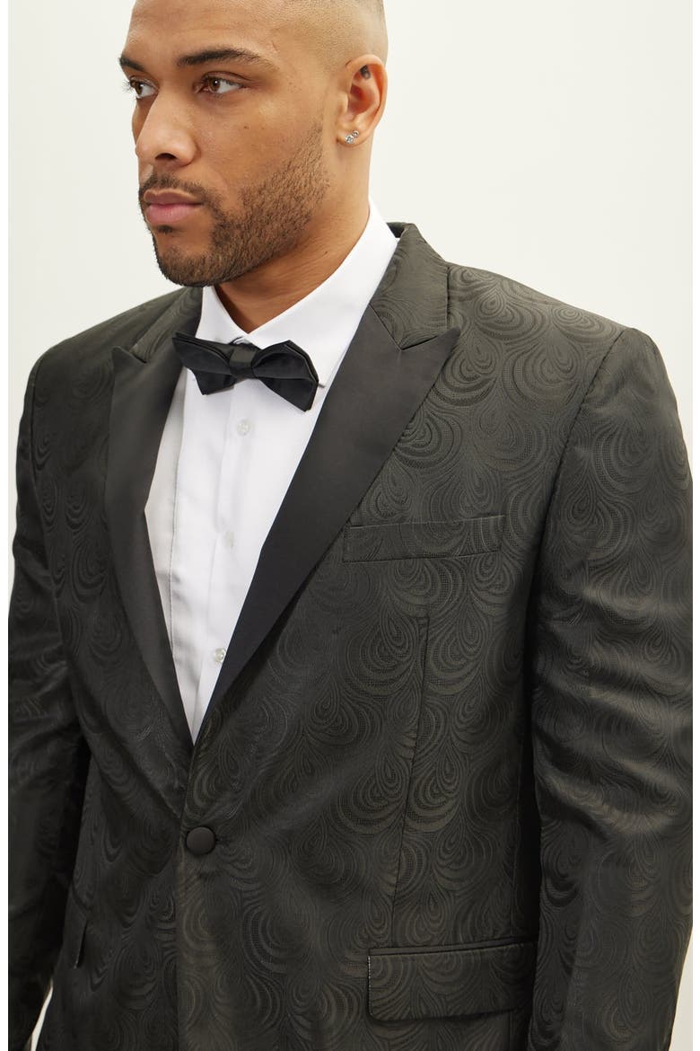 Peak Lapel Tuxedo Jacket, Alternate, color, BLACK