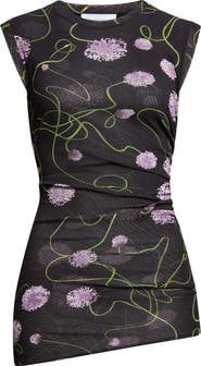 Stella McCartney Twisted Floral Mesh Top