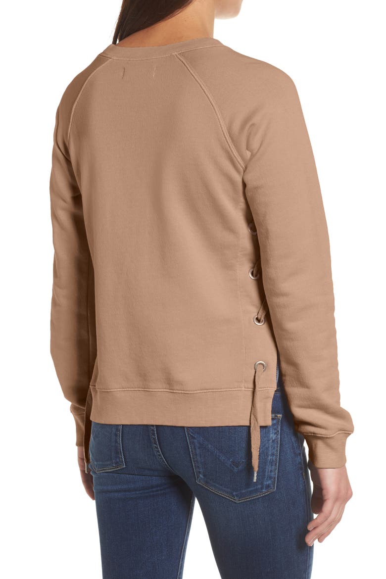 Side-Lace Sweatshirt, Alternate, color, PUTTY