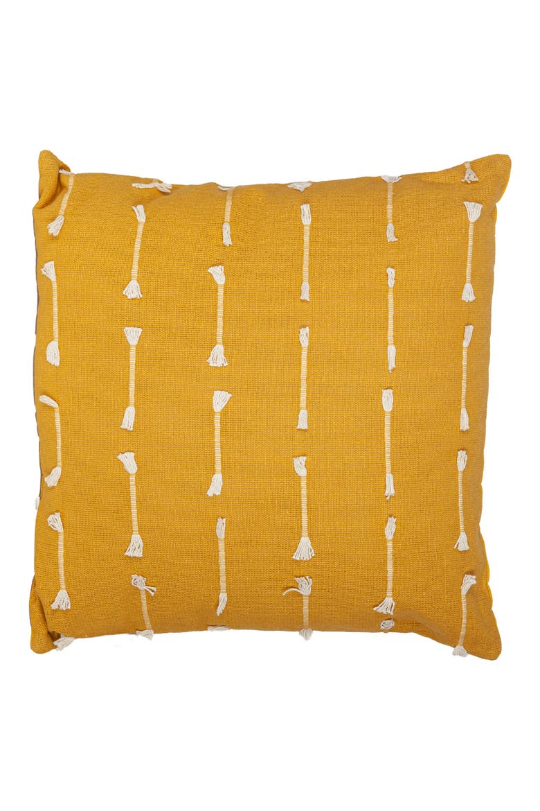 Fringe Cotton Pillow, Main, color, YELLOW