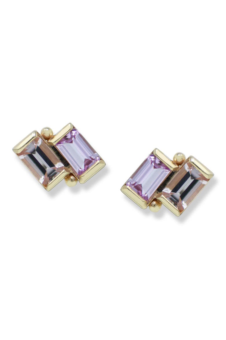 Cléo Deux Carré Stud Earrings, Main, color, PINK
