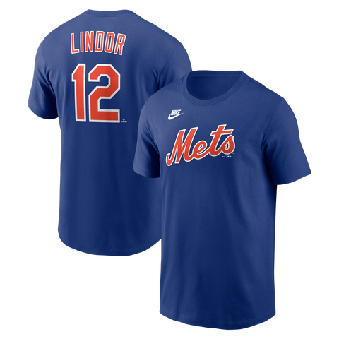 Men's Nike Francisco Lindor Royal New York Mets Cooperstown Collection Name & Number T-Shirt