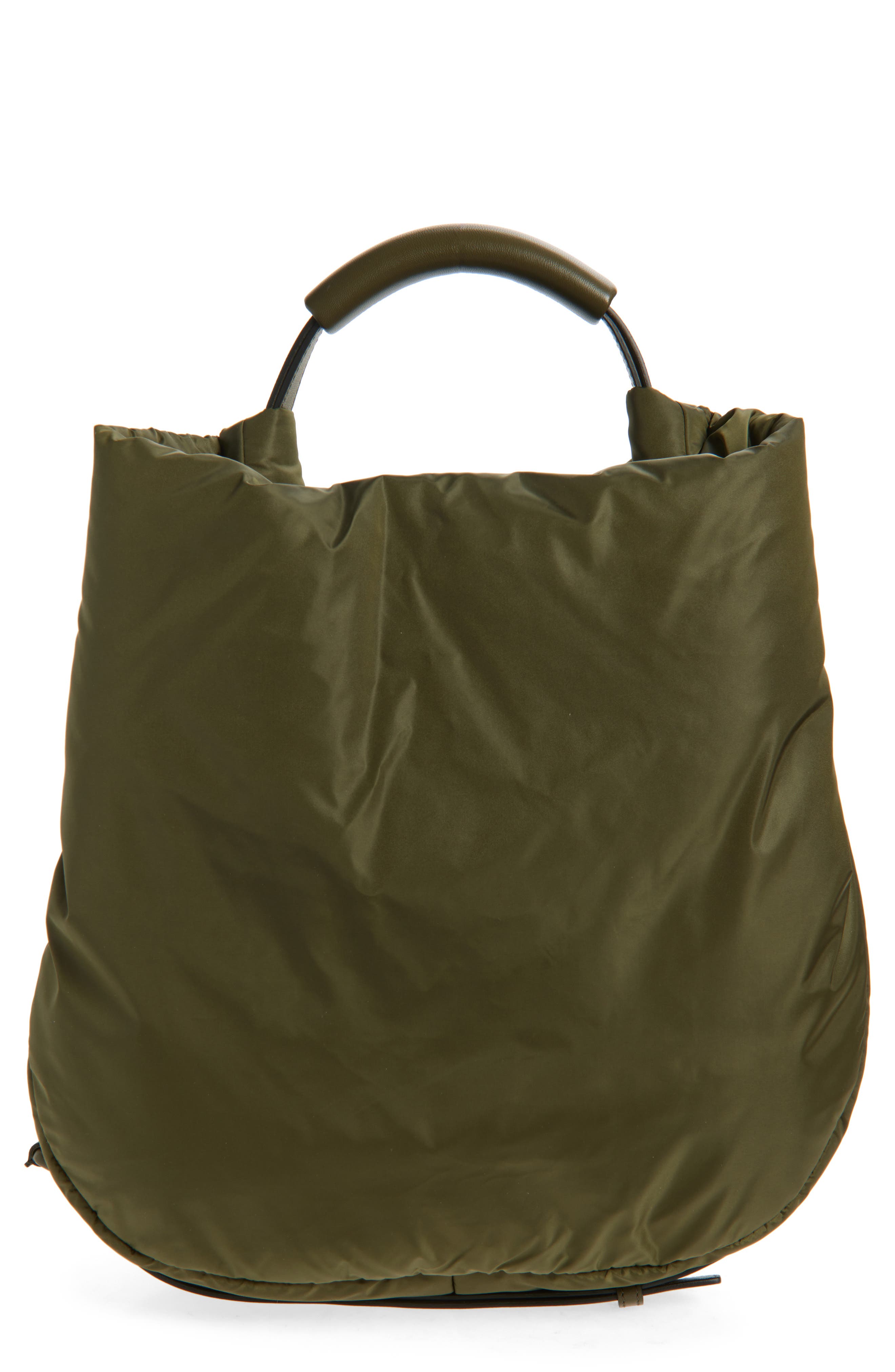 Moschino Handle Me Nylon Hobo Bag, Main, color, Military Green 85B On2