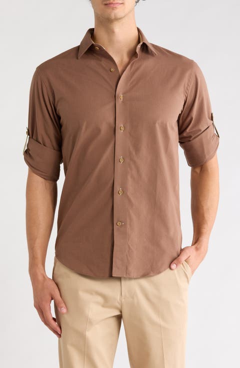 Solid Trim Fit Cotton Shirt