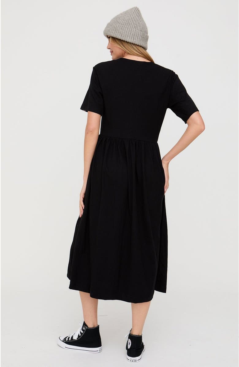 Turtledove London Organic Cotton Matilda Midi Dress, Alternate, color, Black