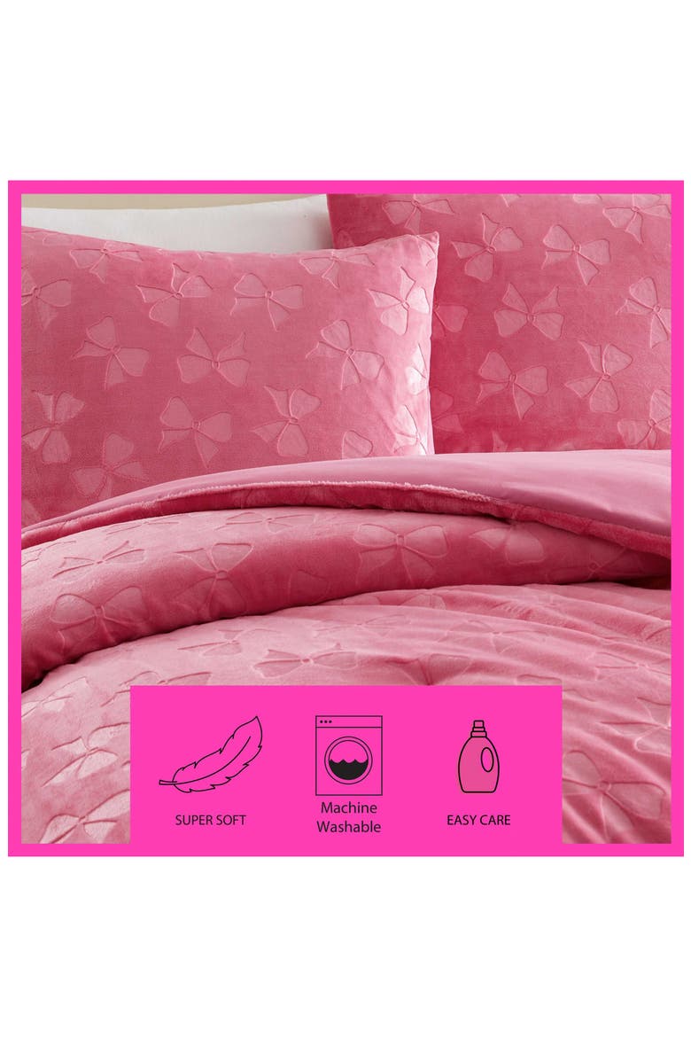 Flirty Bow Embossed Comforter & Sham Set, Alternate, color, PINK