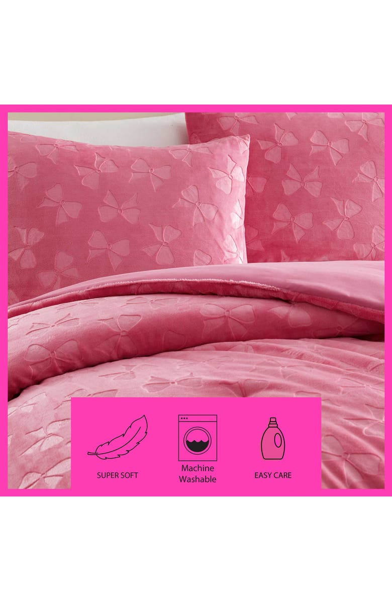 Betsey Johnson Flirty Bow Embossed Comforter & Sham Set, Alternate, color, Pink