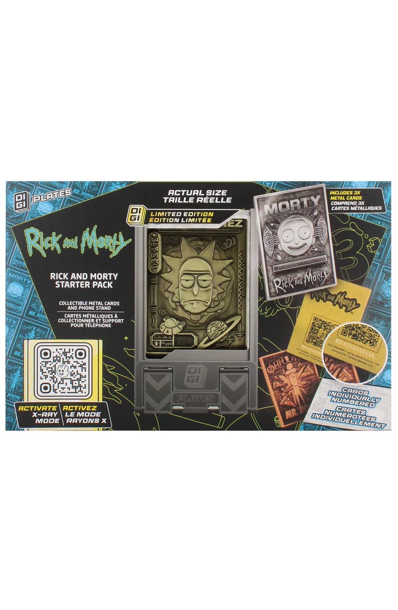 Exquisite Gaming Digiplate Starter Pack Rick & Morty 3 Metal Cards Phone Stand, Main, color, Multicolored