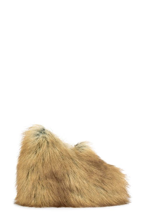 Azalea Wang Jaeke Faux Fur Wedge Pump In Brown