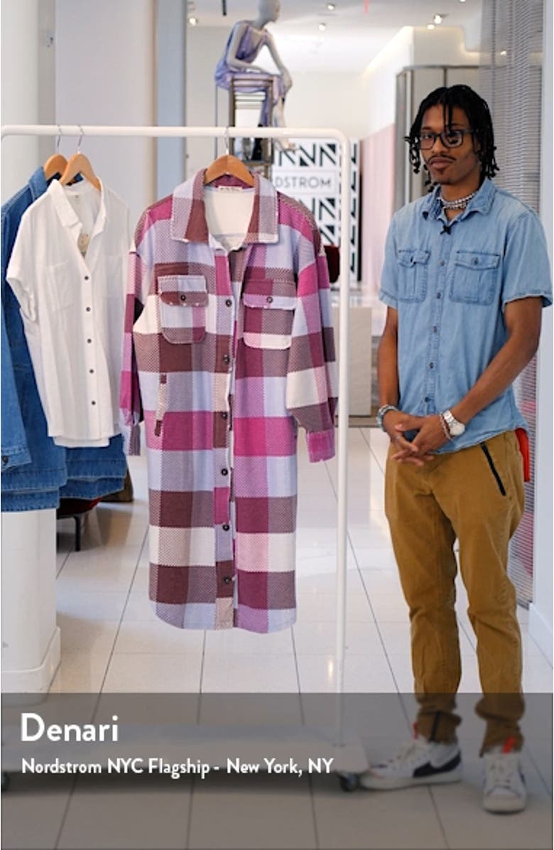 Ruby Plaid Long Button-Up Jacket, sales video thumbnail