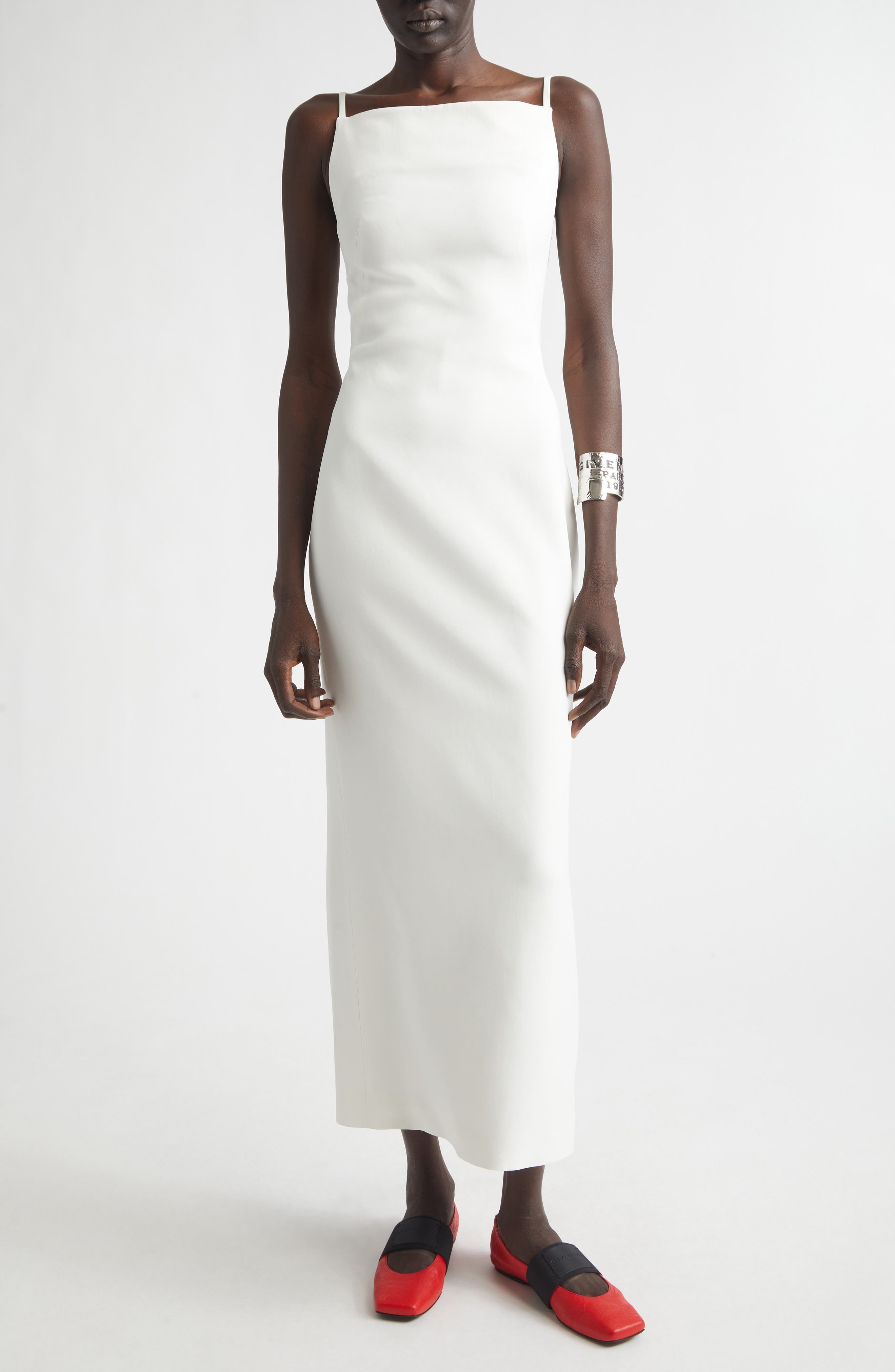 Sliced Crepe Cady Column Dress