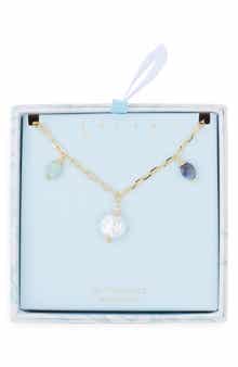 Leith Colored Stone Faux Pearl Charm Necklace