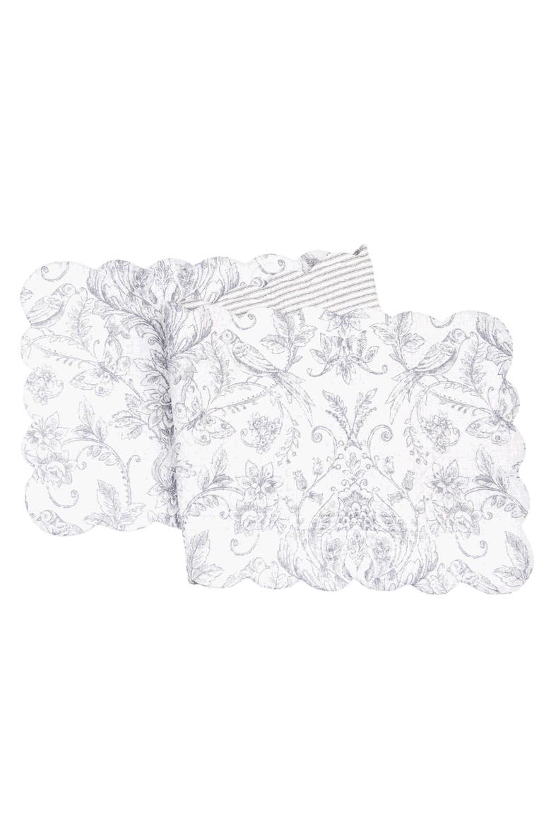 Callahan Grey Songbirds 100% Cotton Table Runner 14" x 51", Main, color, Gray