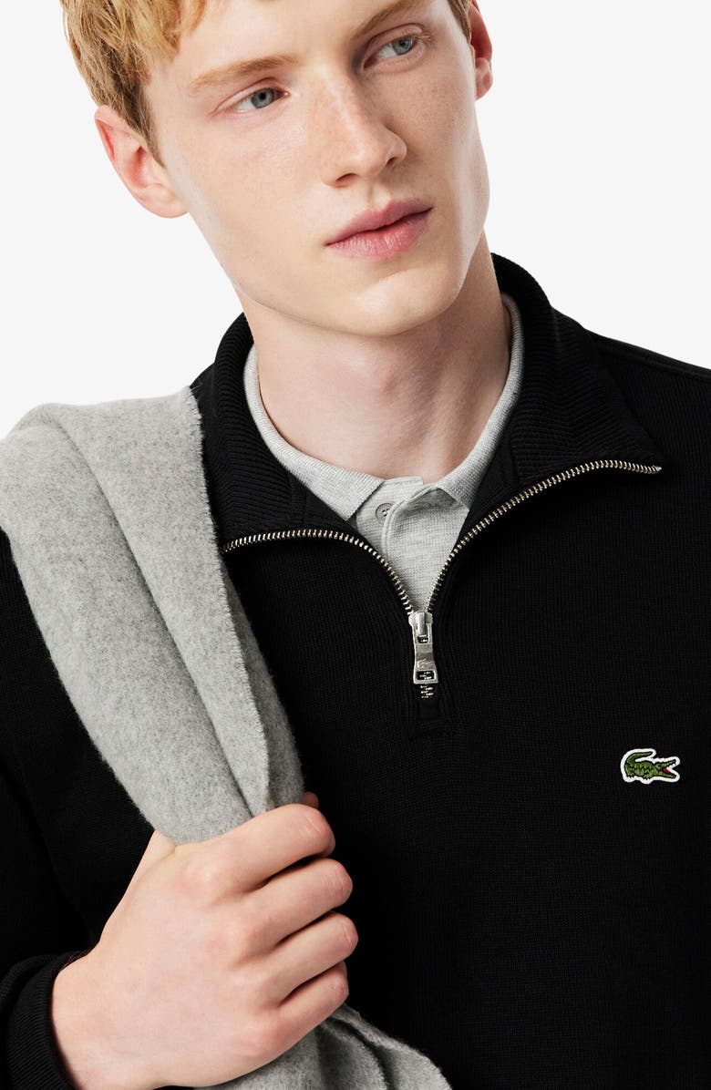 Lacoste Classic Fit Core Quarter Zip Pullover, Alternate, color, Black
