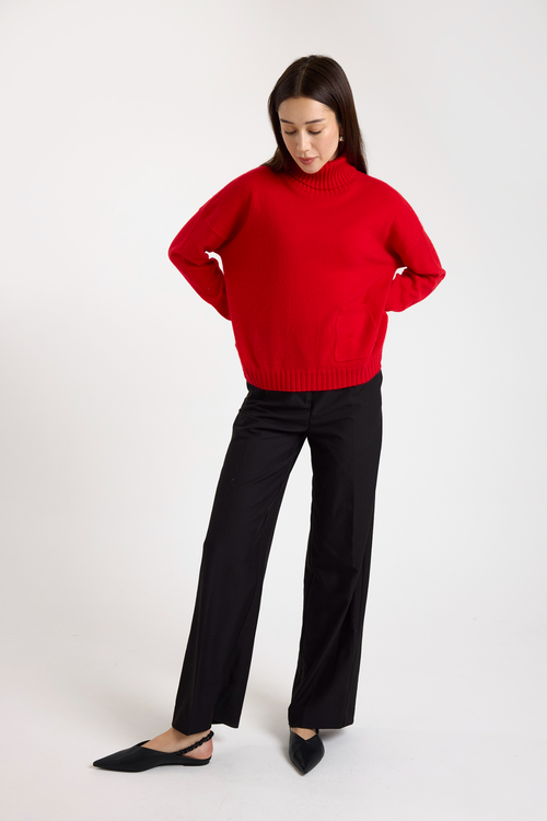 Brodie Pure Cashmere Pippin Roll Neck  100% Cashmere Sweater In Red