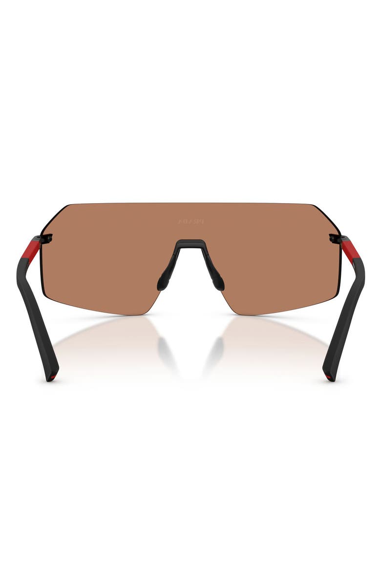 Prada Linea Rossa 136mm Shield Sunglasses, Alternate, color, Black / Solid Brown